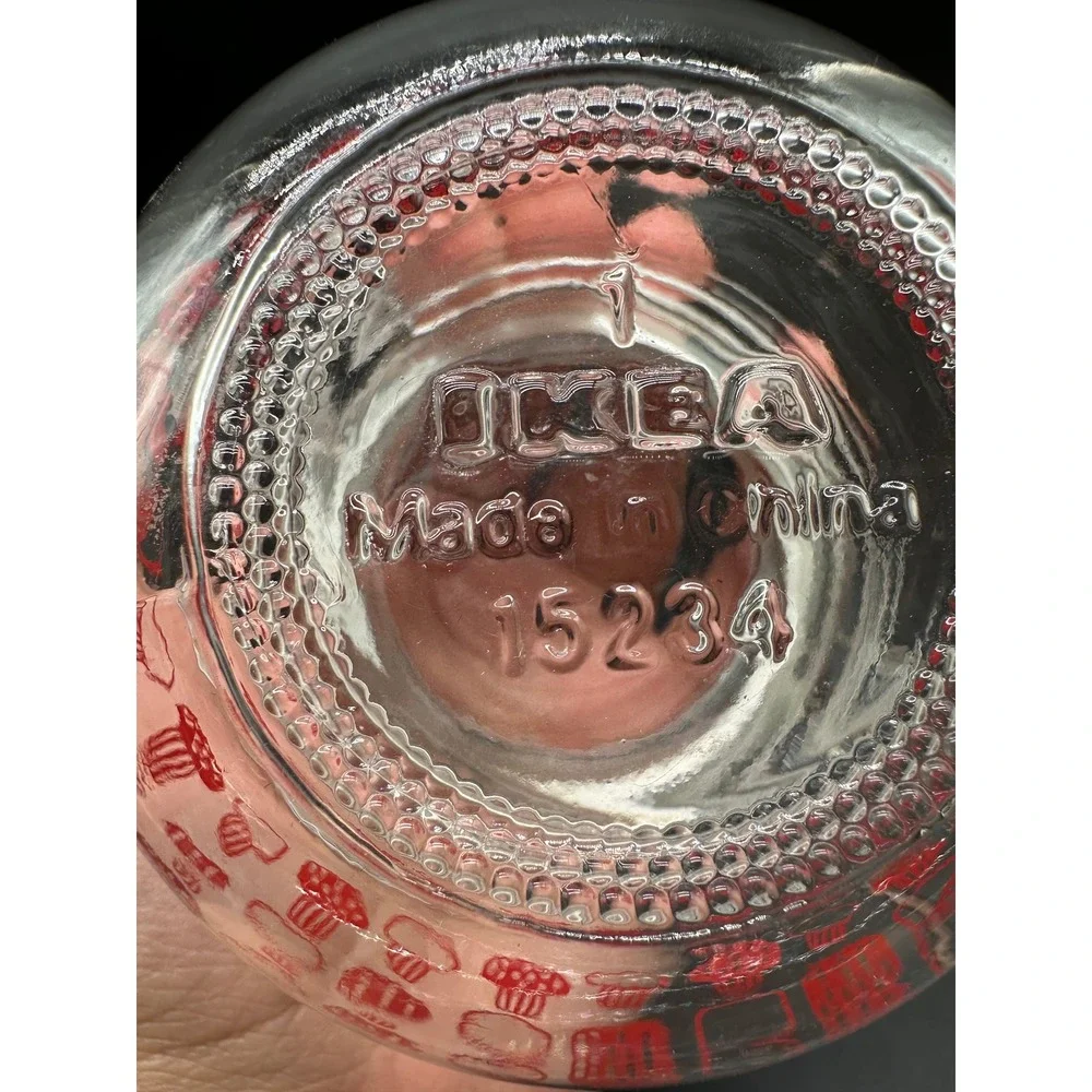 IKEA KORKEN Mushroom Glass Clamp Jars Set of 2 Red Clear 4oz Spice Storage